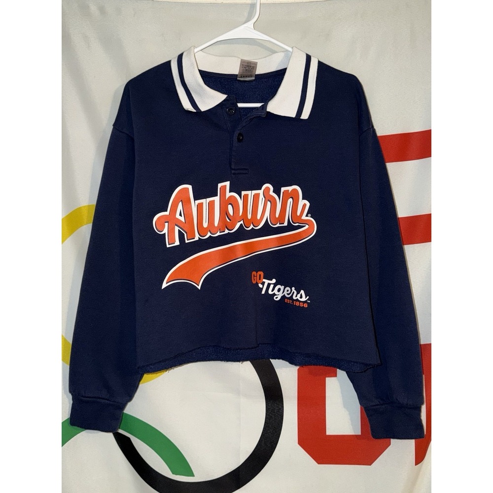 Gameday Couture Auburn Tigers Sweatshirt Womens XS Football Collared Cropped